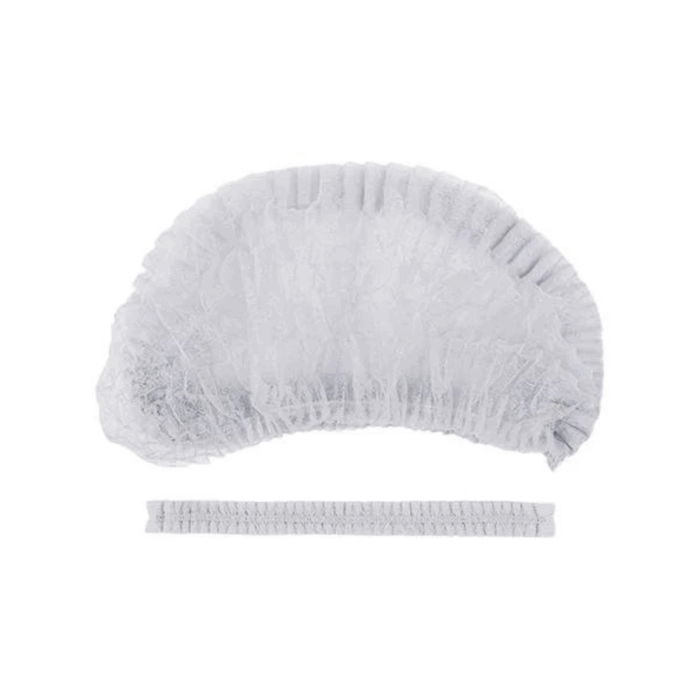 Σκουφάκι λευκό Non Woven (Τύπου ακορντεόν) 100τμχ - Image 1